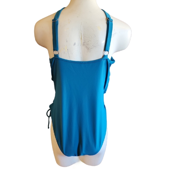 NWT Cupshe Teal Blue One piece Swimsuit with Ruched Right SIde Size 4X - Picture 3 of 9